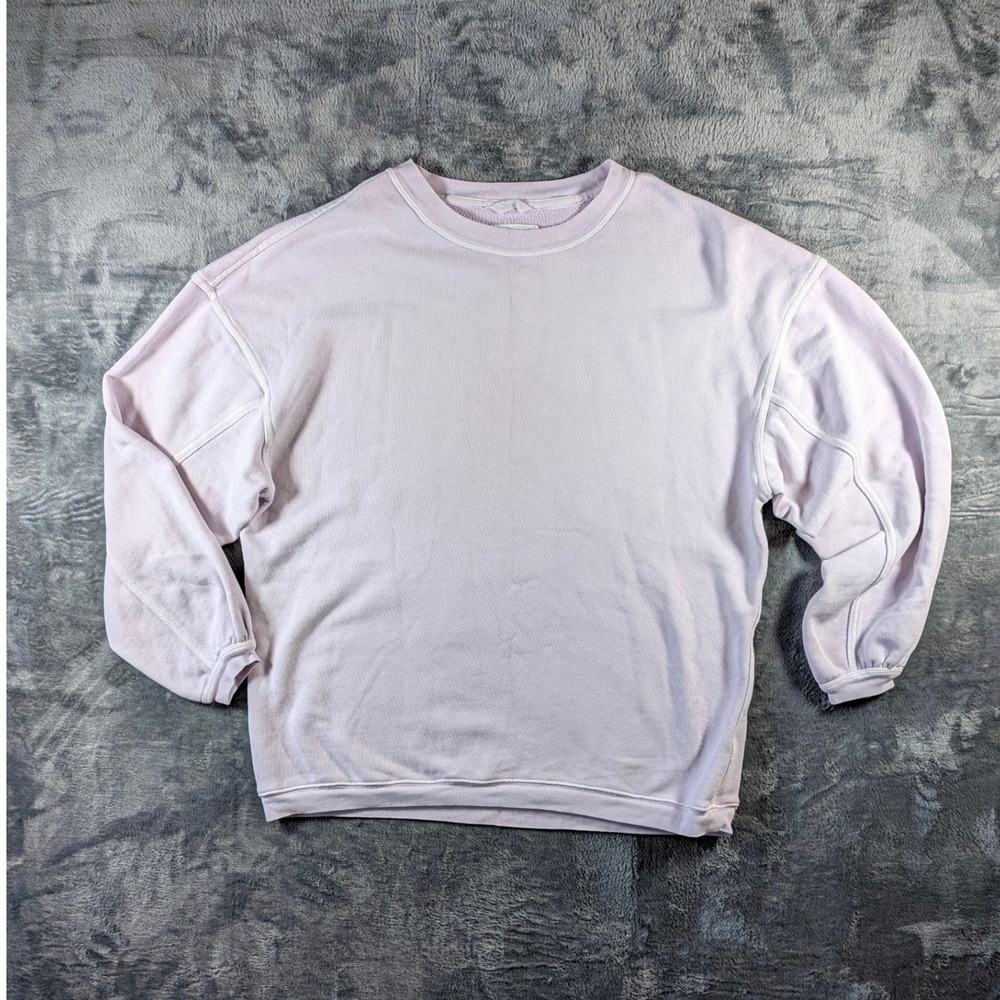 Aerie Lavender Purple Oversized Crewneck Sweatshirt XS Exposed Seams Terry